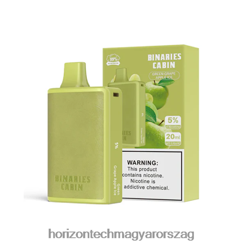 H66ZJJ56 zöld szőlő alma jég HorizonTech Binaries Cabin eldobható 20 ml - Horizon Tech Vape