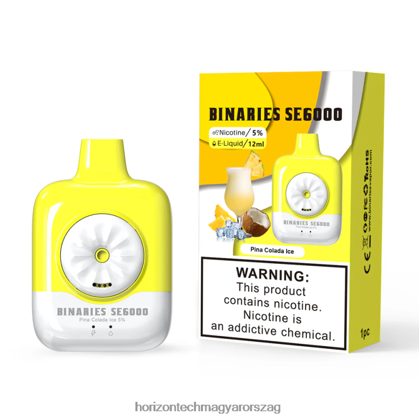 H66ZJJ129 pina colada jég HorizonTech Binaries Cabin eldobható se 12ml - Horizon Tech Coils