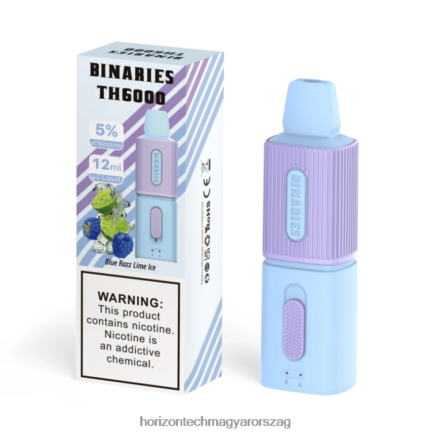 H66ZJJ106 kék razz lime jég HorizonTech Binaries Cabin th6000 eldobható 12ml - Horizon Tech Vape