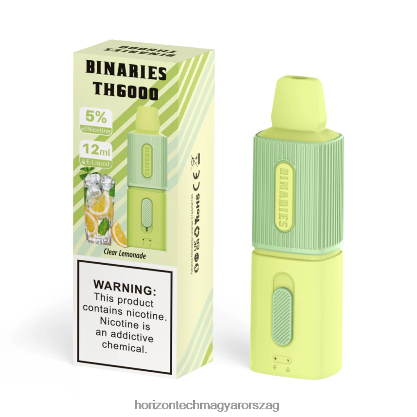 H66ZJJ114 tiszta limonádé HorizonTech Binaries Cabin th6000 eldobható 12ml - Horizontech Vape Kit