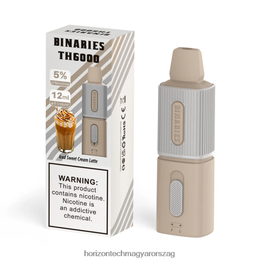H66ZJJ124 jeges tejszínes latte HorizonTech Binaries Cabin th6000 eldobható 12ml - Horizontech Vape Kit