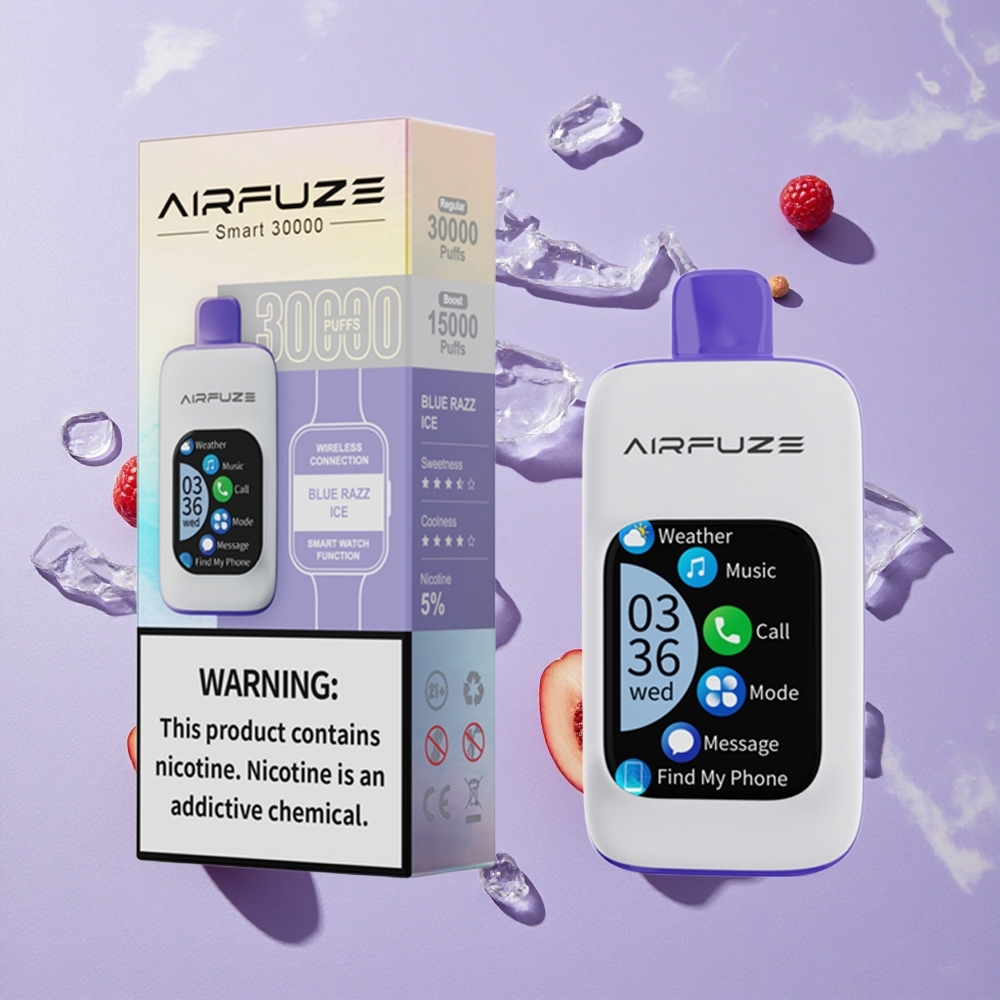 Kék Málna Jég AirFuze Smart 30000 Fuvolás Eldobható Pod (Méret: 50x25x104,9mm, Nikotin Erősség: 5%)
