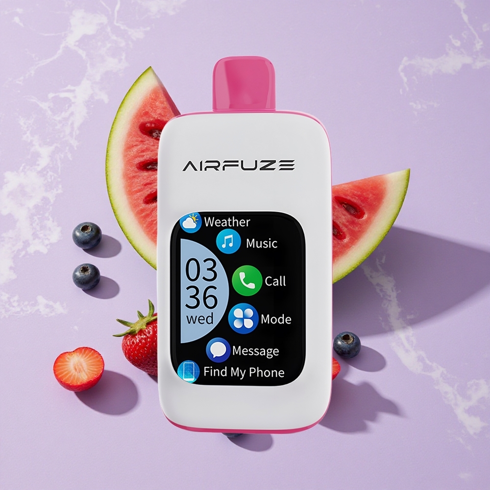 Áfonya Görögdinnye AirFuze Smart 30000 Puffs eldobható e-cigaretta, 900mAh akkumulátor, Típus-C töltőcsatlakozó