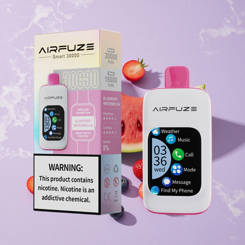 Áfonya Görögdinnye AirFuze Smart 30000 Puffs eldobható e-cigaretta, 900mAh akkumulátor, Típus-C töltőcsatlakozó