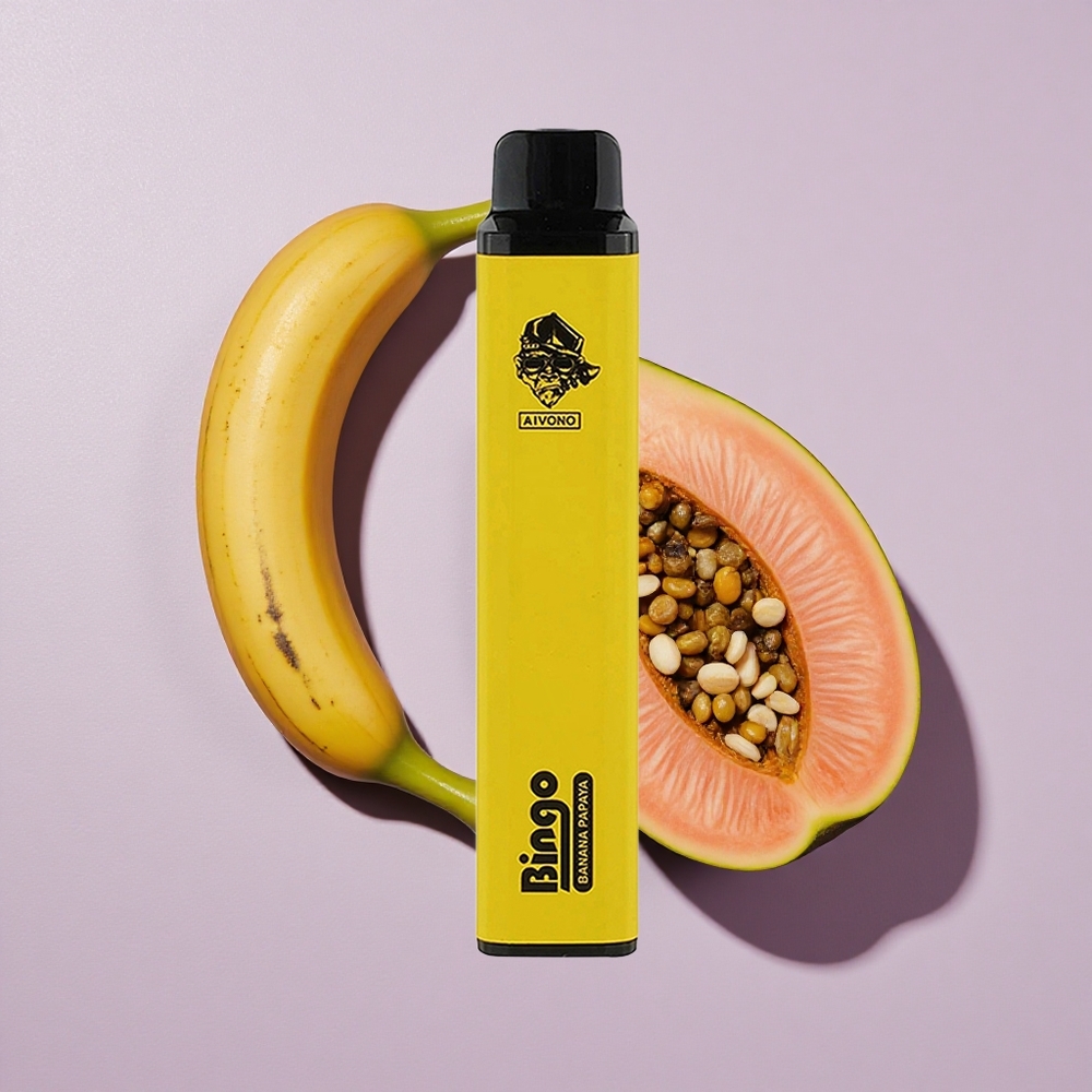 Banána Papaya Aivono Aim Bingo 4000 Puffs eldobható e-cigaretta 1000mAh tölthető akkumulátor és 10mL e-liquid tartály