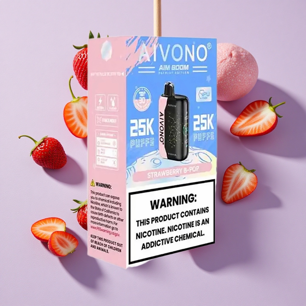 Eper B Pop Aivono AIM BOOM 25000 Puffs 28ml E-Liquid Kapacitás 650mAh Akkumulátor