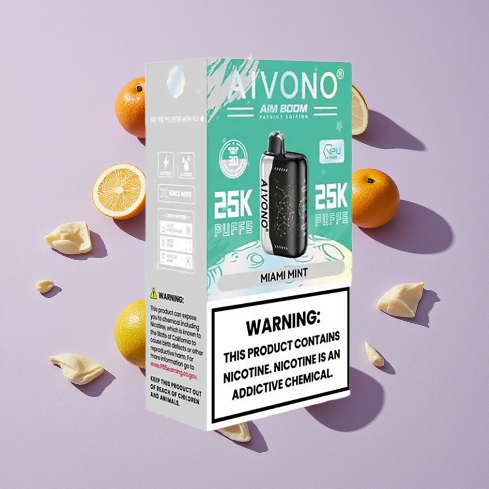 Miami Menta Aivono AIM BOOM 25000 Puffs 28ml E-Liquid Kapacitás 650mAh Akkumulátor