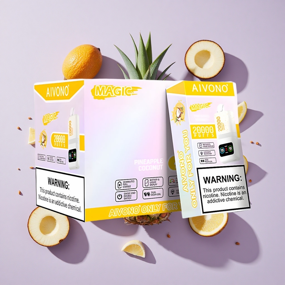 Ananász-kókusz Aivono AIM MAGIC 20000 Puffs eldobható e-cigaretta 26ml E-liquid és Dual Mesh Coils