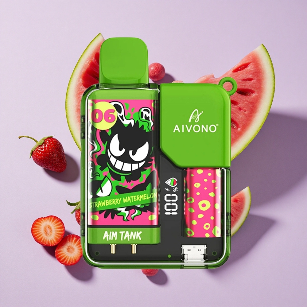 Eper görögdinnye Aivono Aim-Tank 9500 Puffs eldobható e-cigaretta 18ml e-liquid kapacitás 650mAh akkumulátor