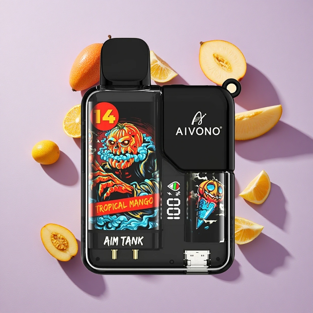 Tropikus Mango Aivono Aim Tank 9500 Puffs eldobható e-cigaretta 18ml E-liquid kapacitás és 650mAh Akkumulátor
