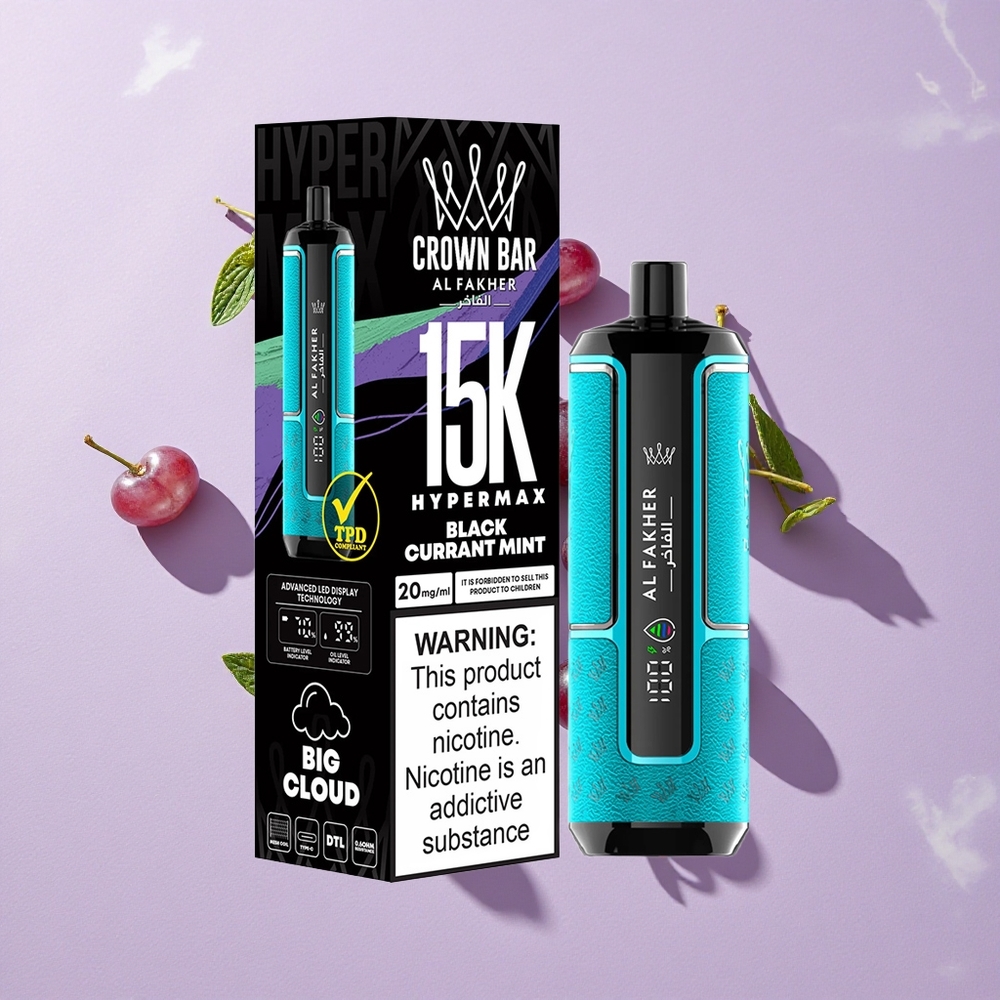 Feketeribiz Menta Al Fakher Crown Bar 15K Hypermax Eldobható Vape Kit – 22ml E-Liquid Kapacitás, 15 000 Puffs
