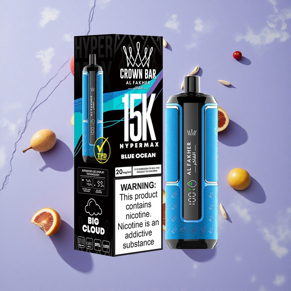 Kék Óceán Al Fakher Crown Bar 15K Hypermax Eldobható Vape Kit 22ml E-Liquid Kapacitás, 15 000 Puffs