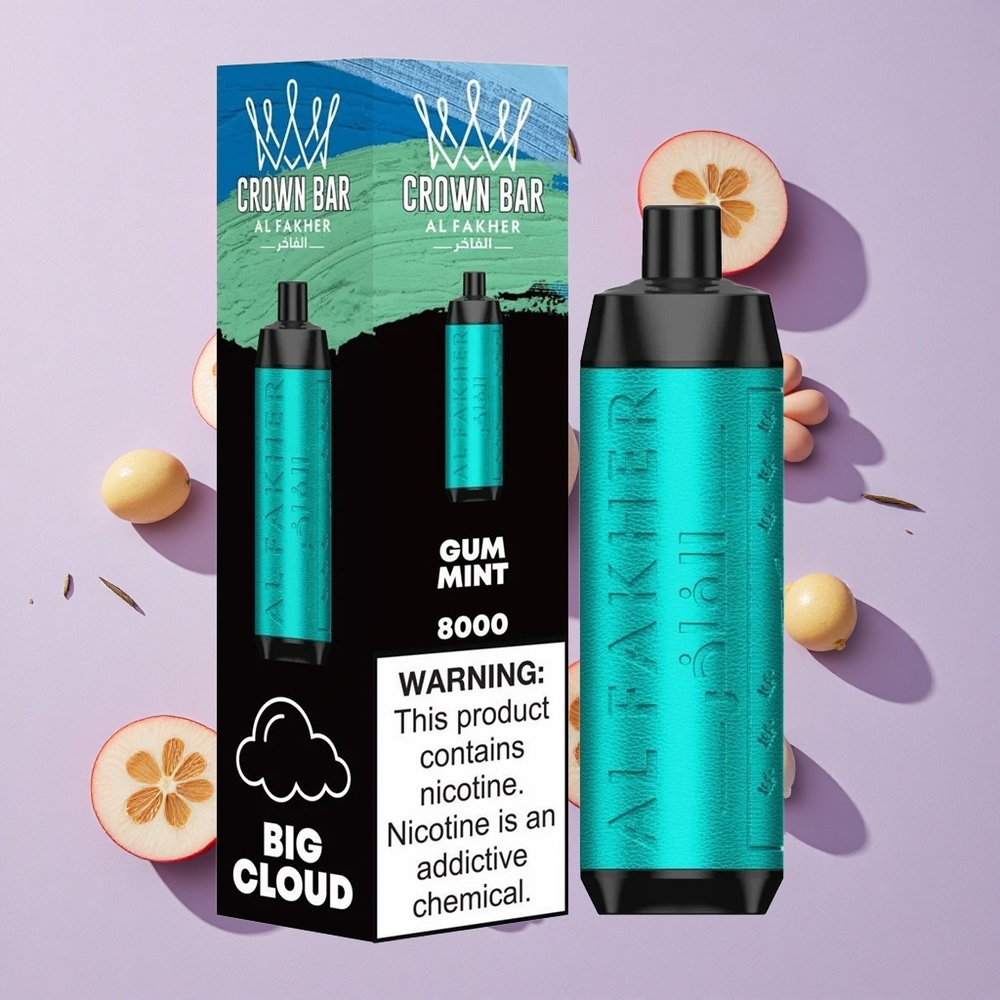Al Fakher Crown Bar 8000 Crystal Eldobható Vape Rágógomba Menta 18ml e-Liquid Kapacitás 600mAh Akkumulátor