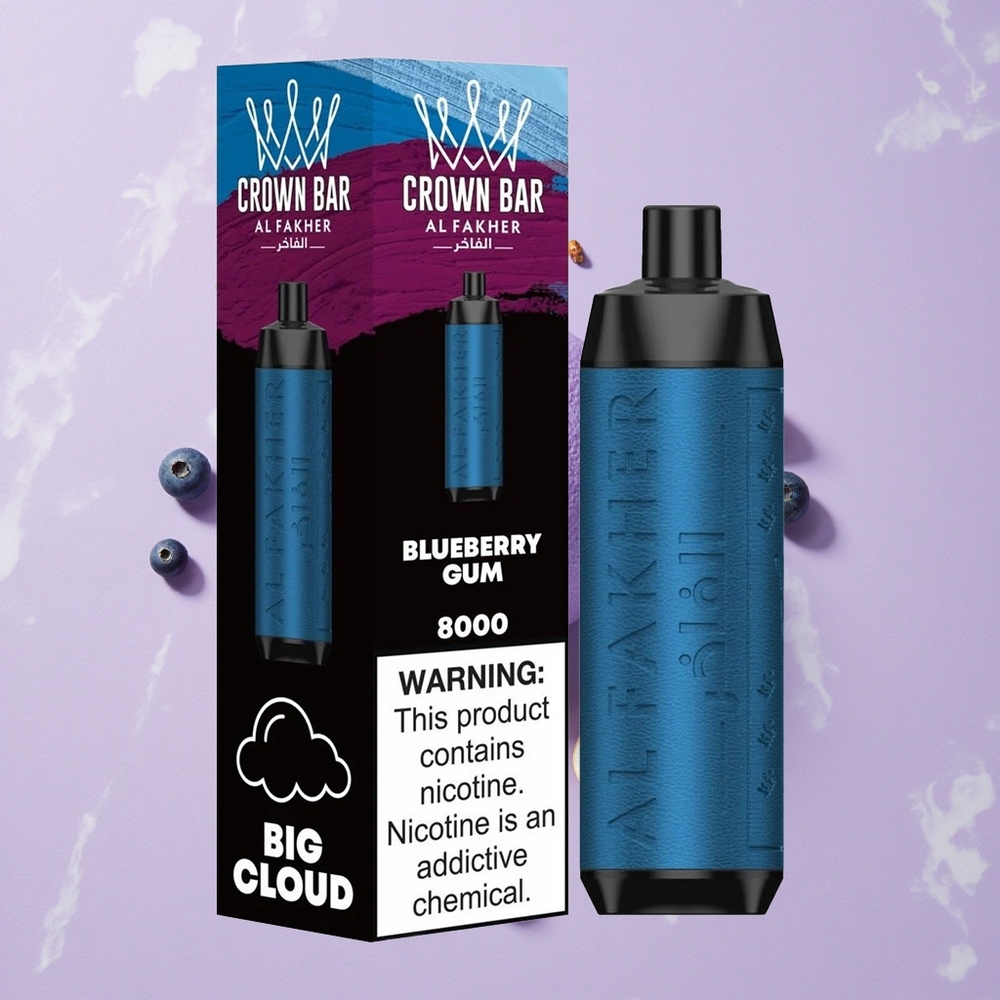 Borovilágos Al Fakher Crown Bar 8000 8000 slukk USB Type-C töltőkábel 18ml e-liquid kapacitás