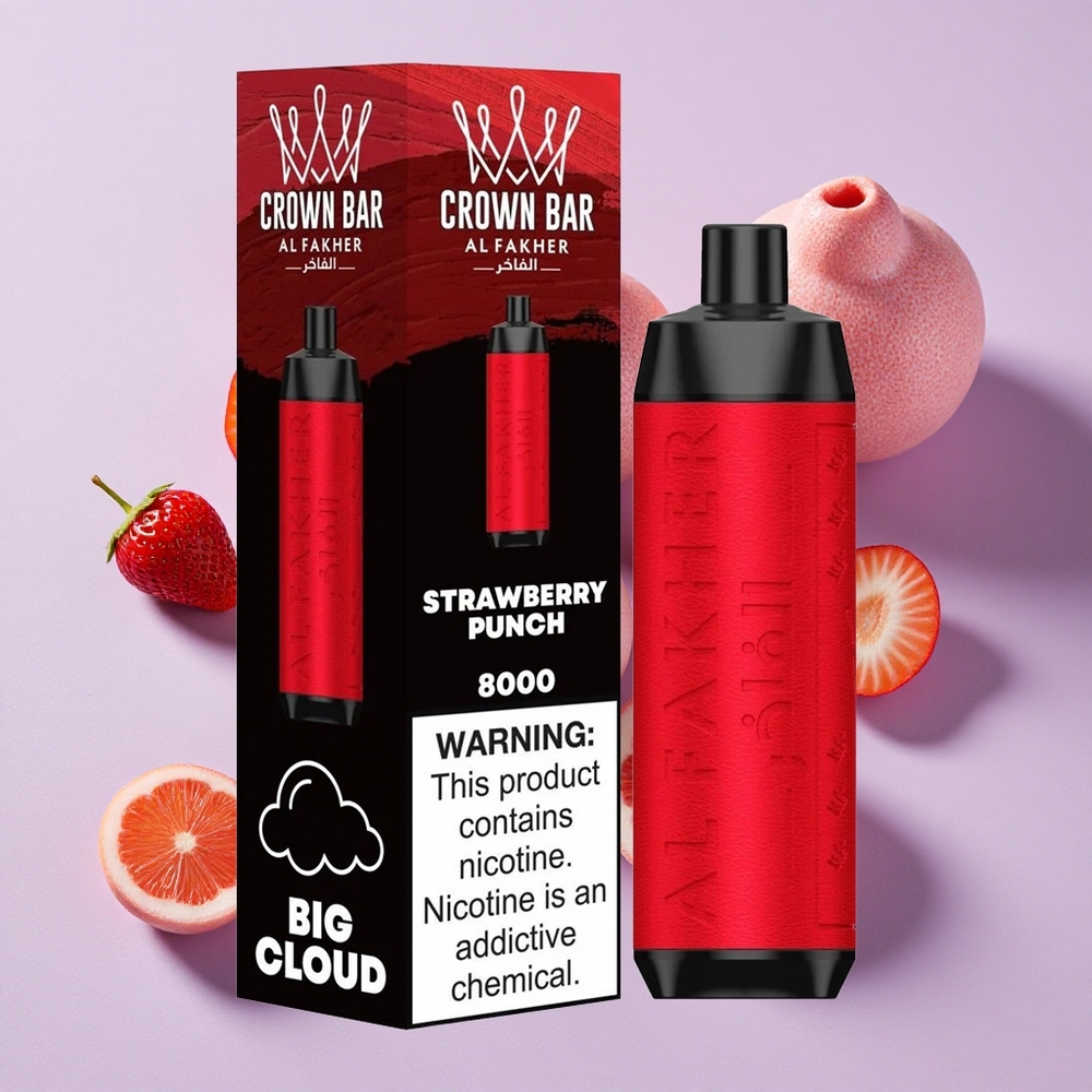 Eper Ütés Al Fakher Crown Bar 8000 Első Kapható Gőz 18ml e-Likvid Kapacitás és 600mah Akkumulátor