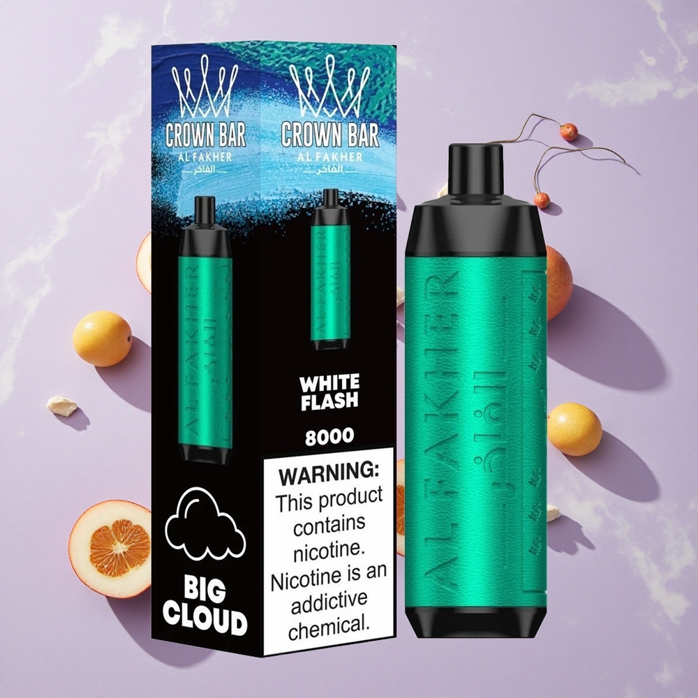 Fehér Villám Al Fakher Crown Bar 8000 Crystal Eldobható Vape 18ml e-Liquid Kapacitás és 600mah Akkumulátor
