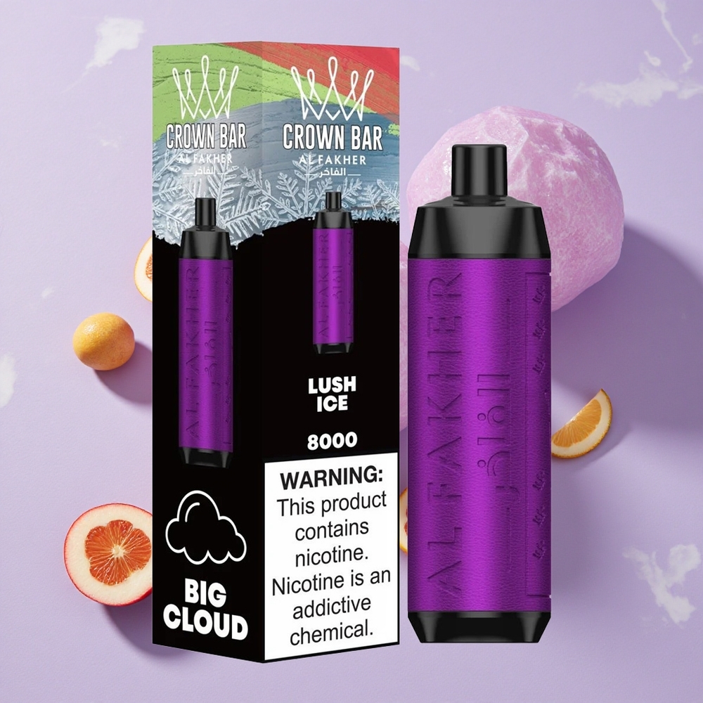 Jég Lush Al Fakher Crown Bar 8000 Crystal Eldobható e-cigaretta 8000 slukk 18ml e-likvid kapacitás és 5mg nikotintartalom