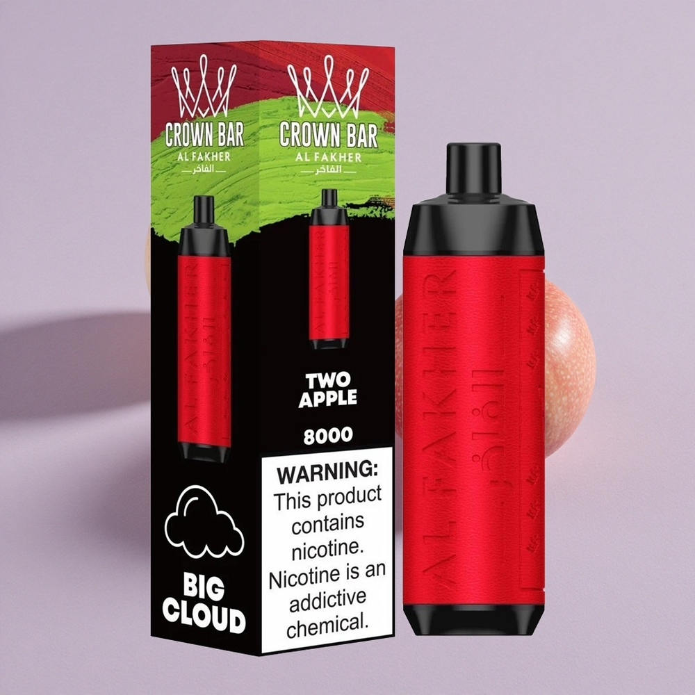 Két Alma Al Fakher Crown Bar 8000 Eldobható E-cigaretta 8000 Löket 18ml e-Liquid Kapacitás és 5mg Nikotin Tartalom