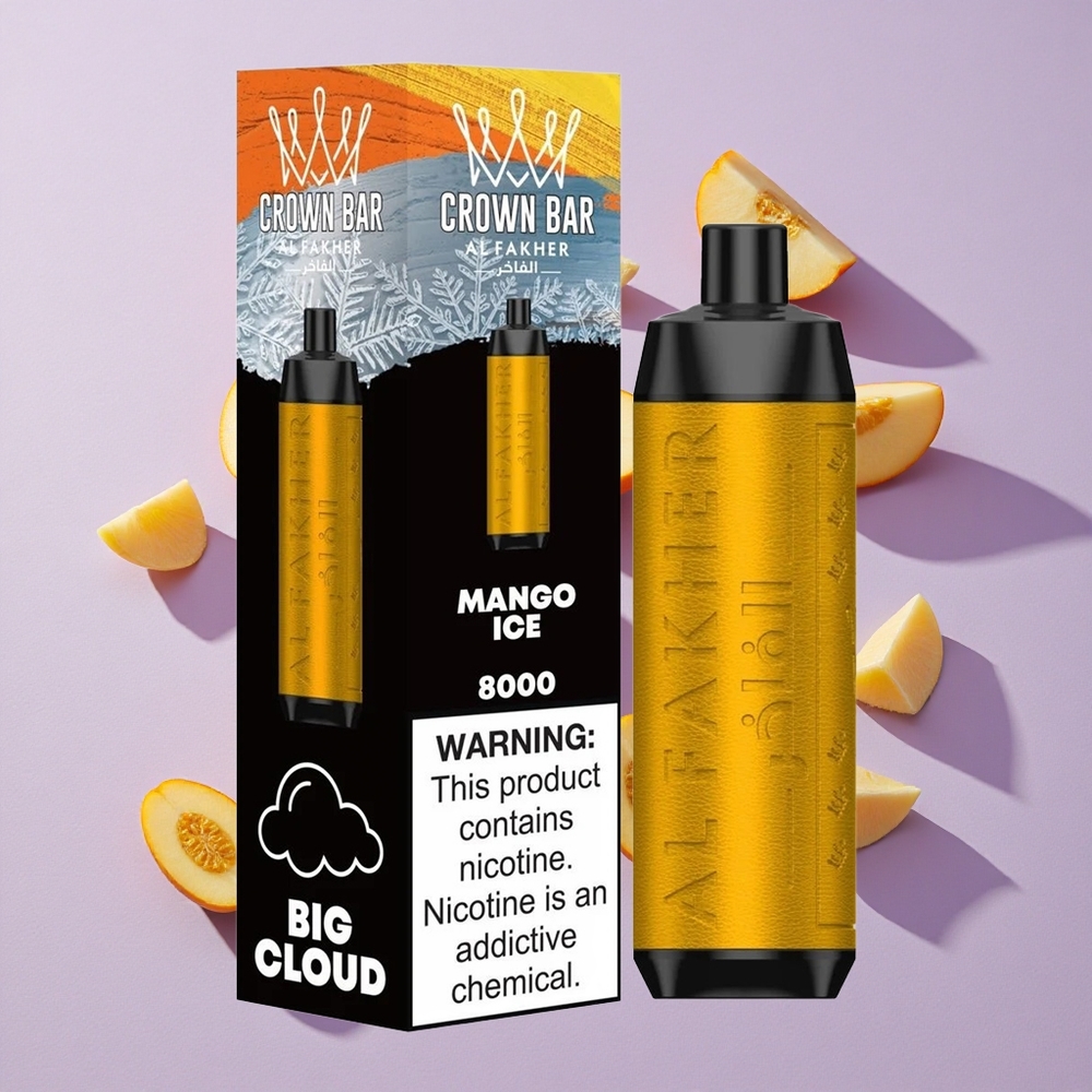 Mangó Jég Al Fakher Crown Bar 8000 Eldobható e-Cigi 8000 Böfögés 18ml e-Liquid Kapacitás USB Type-c Töltőkábel