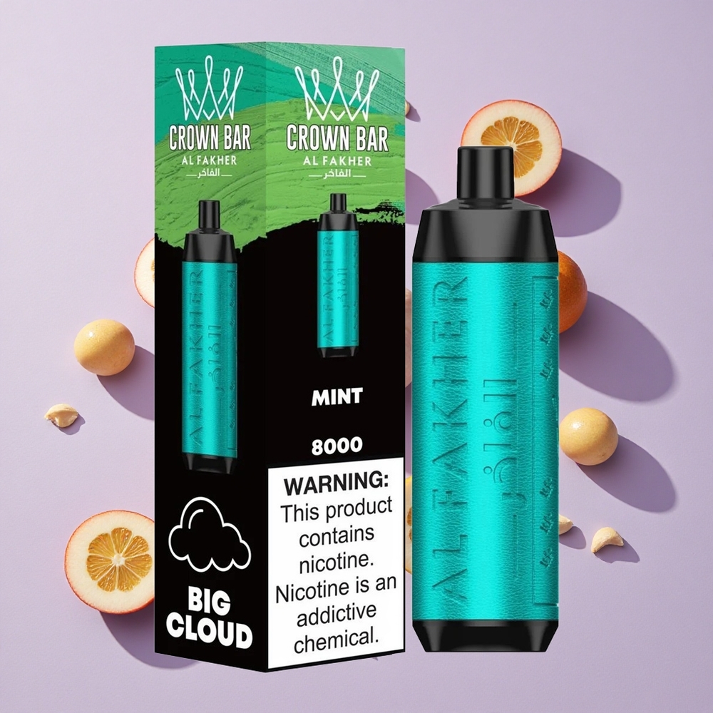 Mentás Al Fakher Crown Bar 8000 Eldobható Vape 18ml e-légy Kapacitás és 600mah Akkumulátor