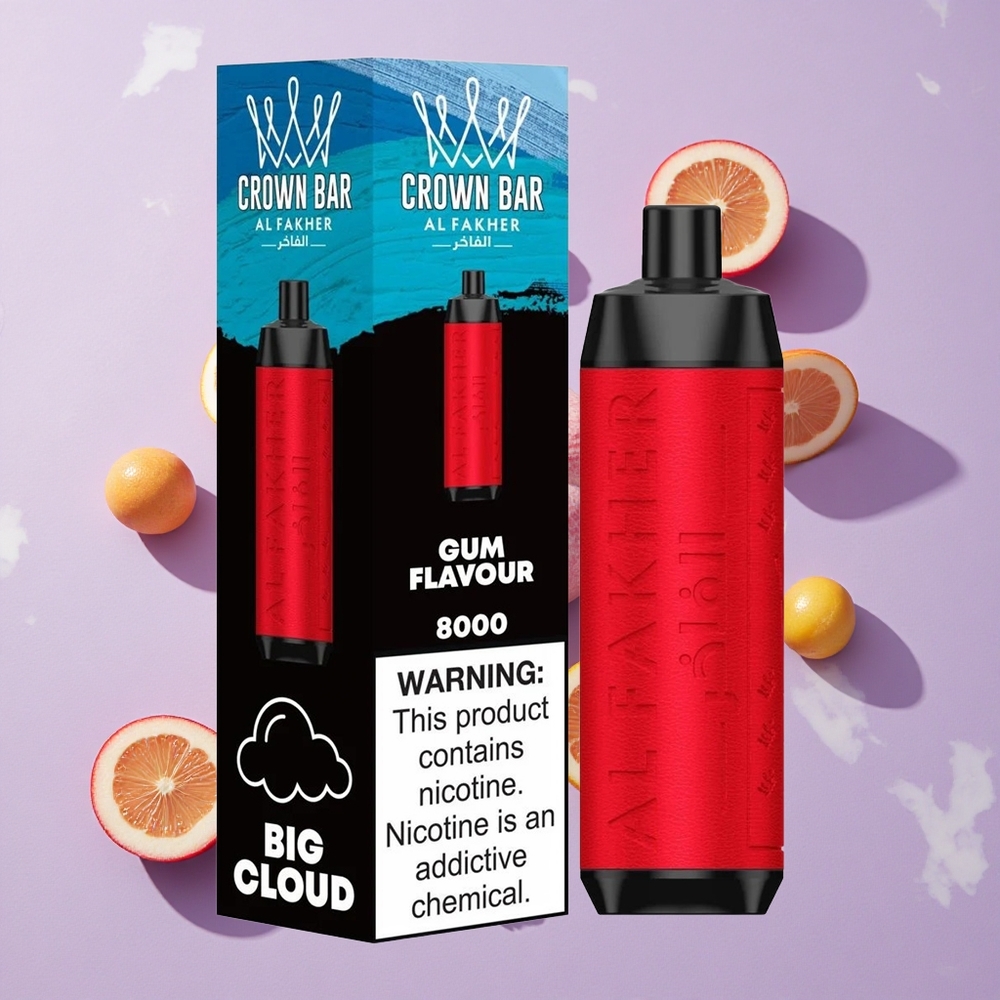 Rágógumma Íz Kombináció Al Fakher Crown Bar 8000 Kristály Egyszerhasználatos Vape 18ml e-Liquid Kapacitás 8000 Boff