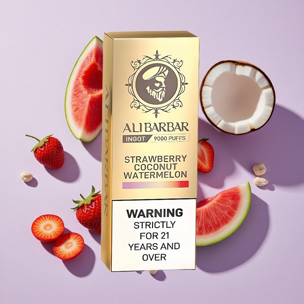 Eper Kókusz Görögdinnye Alibarbar Ingot 9000 Puffs 22ml E-liquides kapacitás és 2350mah Akkumulátor kapacitás