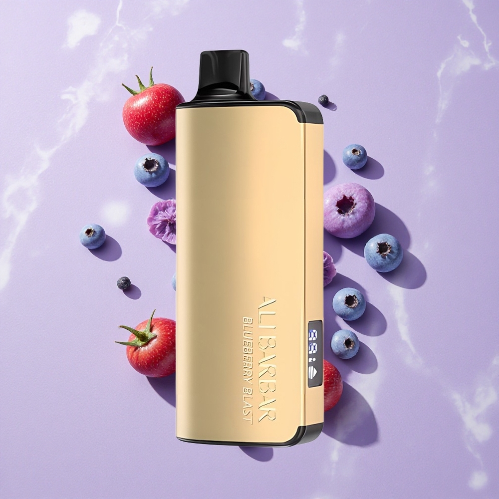 Áfonya robbanás Alibarbar Ingot 9000 Puffs Eldobható e-cigaretta 22ml E-liquid kapacitás 2350mAh Akkumulátor kapacitás
