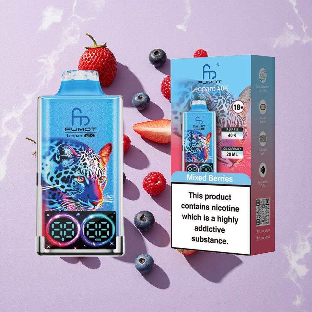 Vegyesbogyók Fumot Leopard 40000 Puffs Eldobható E-cigaretta 0%, 2%, 3%, 5% Nikotin, 700mAh Akkumulátor