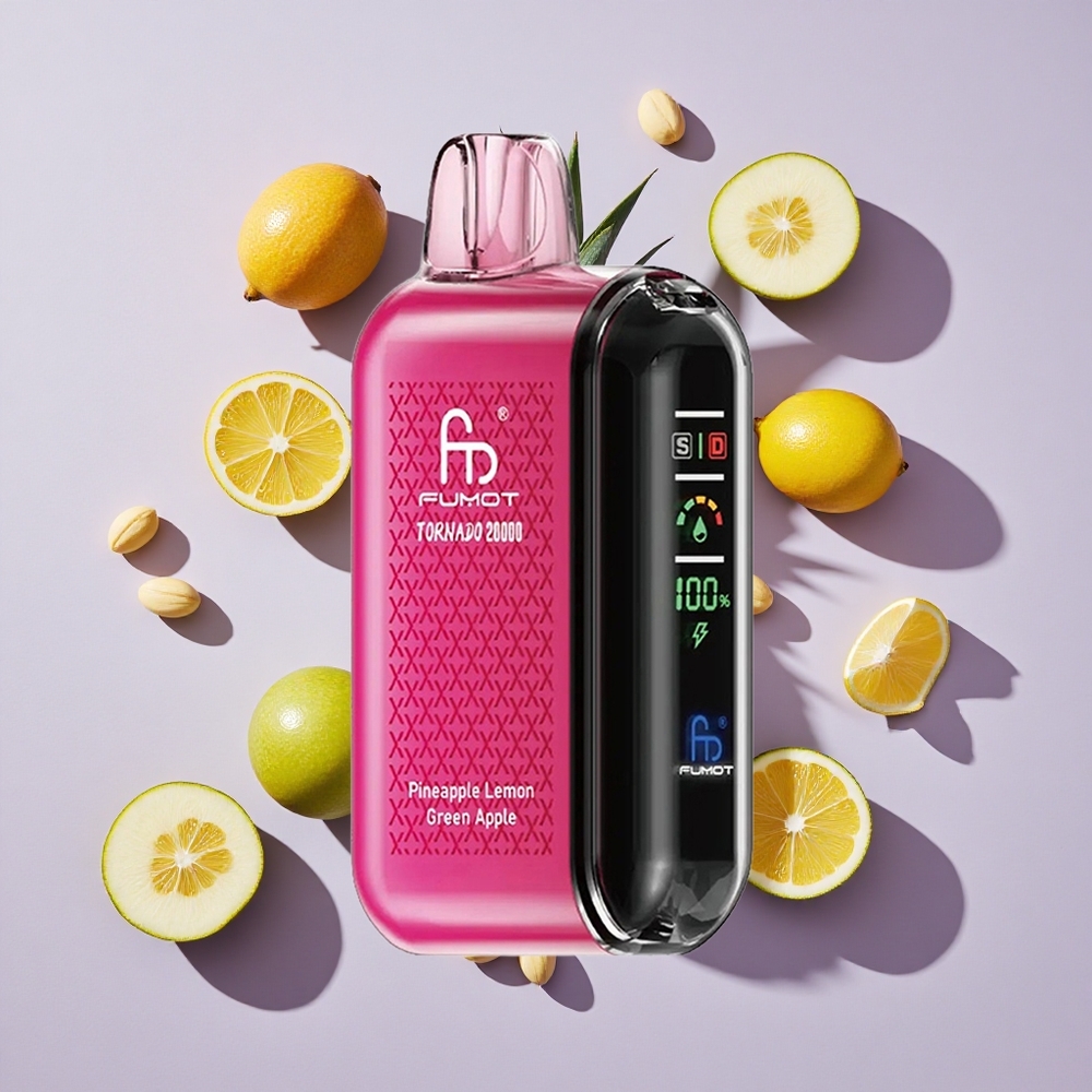 Ananász Citrom Zöldalma Fumot Tornado 20000 Puffs 20ml E-liquid Kapacitás 850mAh Tölthető Akkumulátor