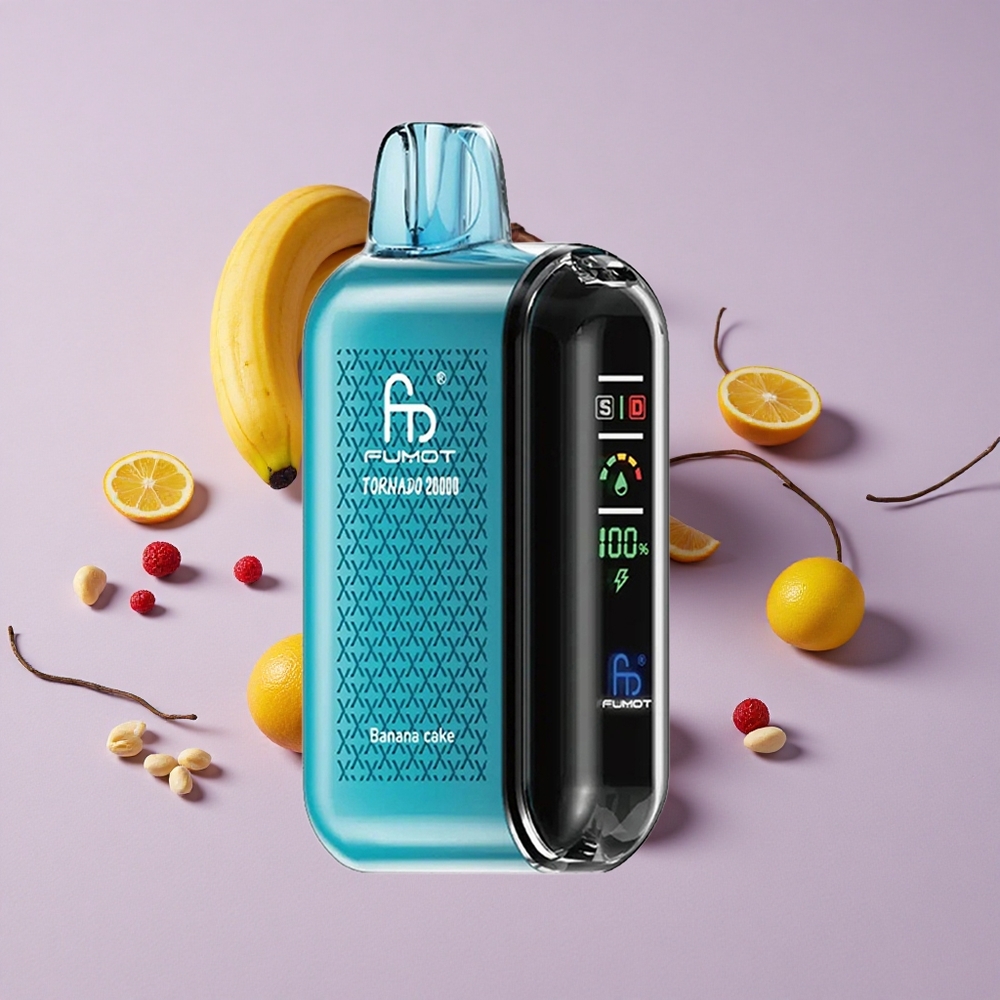 Banán Sütemény Fumot Tornado 20000 Puffs 20ml E-likvid Kapacitás 850mAh Tölthető Akkumulátor