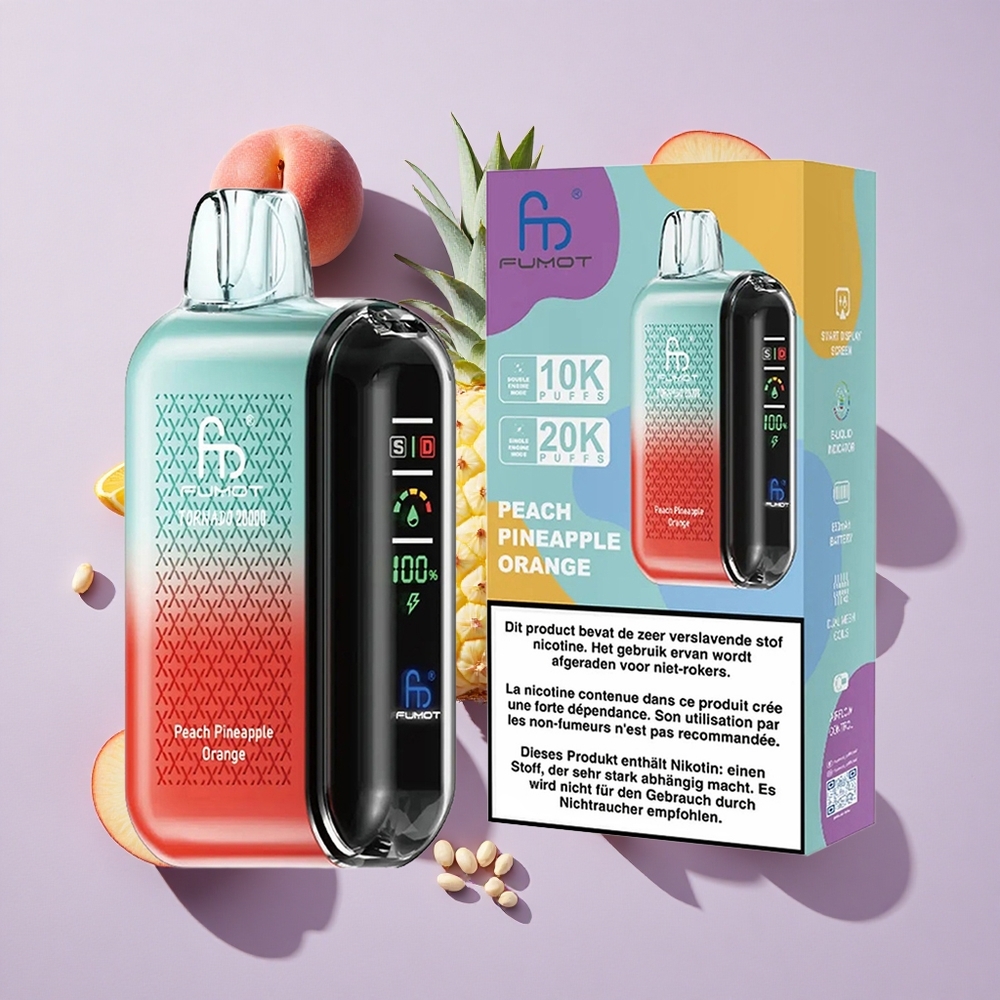 Barack Ananász Narancs Fumot Tornado 20000 Puffs Dual Mesh Coil 850mAh Felület újratölthető elem
