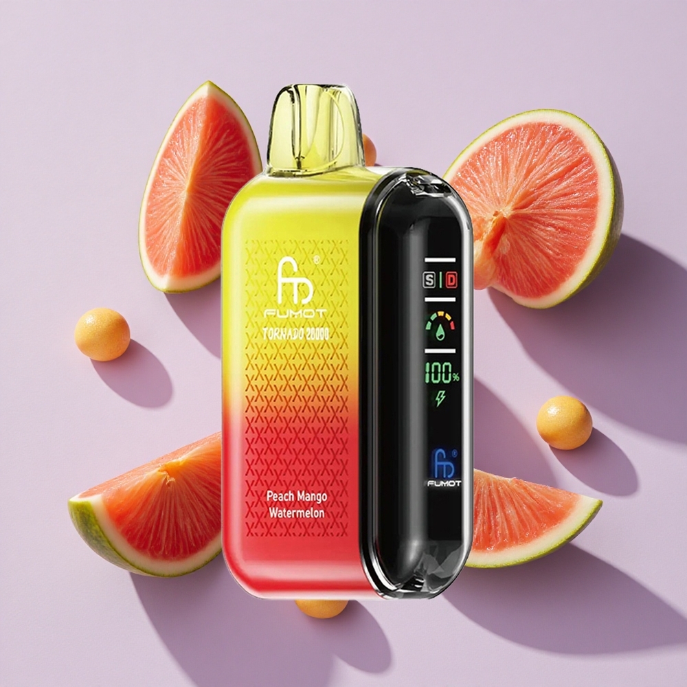 Barack Mango Görögdinnye Fumot Tornado 20000 Puffs 20ml E-liquid Kapacitás 850mAh Tölthető Akkumulátor