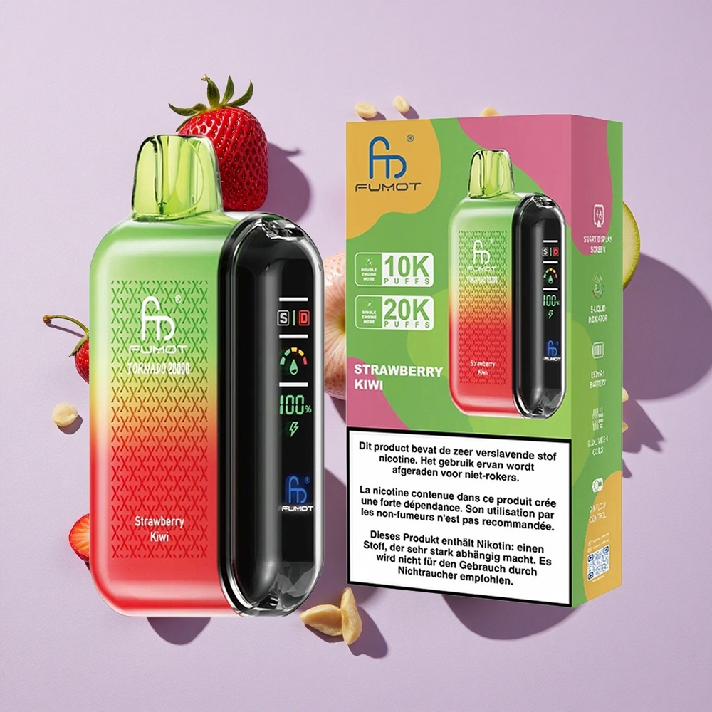 Eper-Kiwi Fumot Tornado 20000 Puffs Intelligens Kijelző Légáramlás Szabályozás