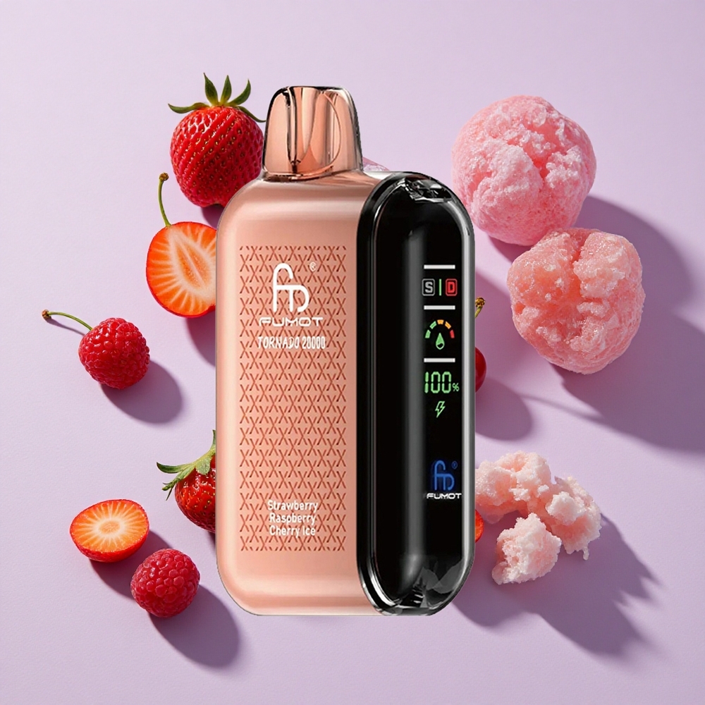 Eper Málna Cseresznye Jég Fumot Tornado 20000 Puffs 20ml E-liquid Kapacitás 850mAh Tölthető Akkumulátor