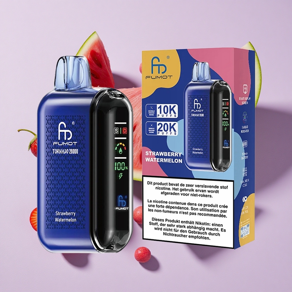 Eper görögdinnye Fumot Tornado 20000 Puffs 20ml E-liquid kapacitás 850mAh újratölthető akkumulátor