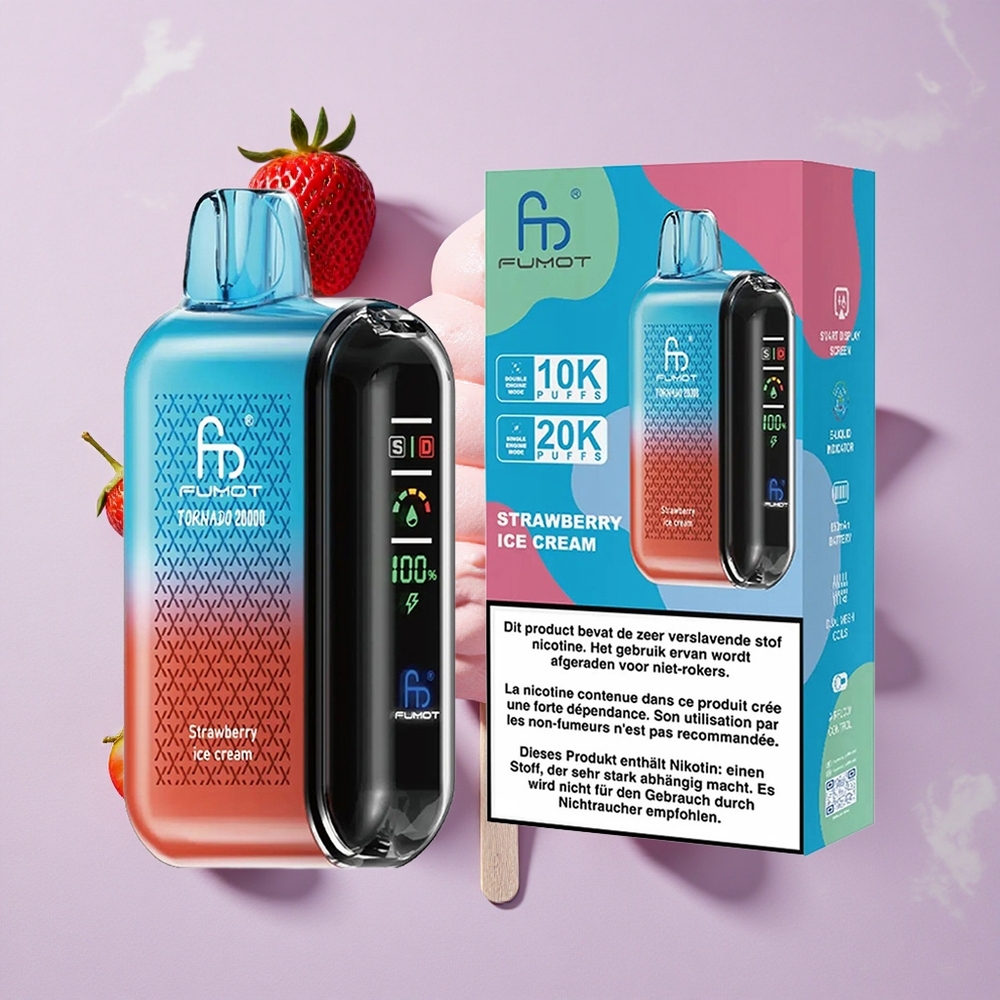 Eperfagylalt Fumot Tornado 20000 Puffs 20ml E-liqued kapacitás 850mAh tölthető akkumulátor