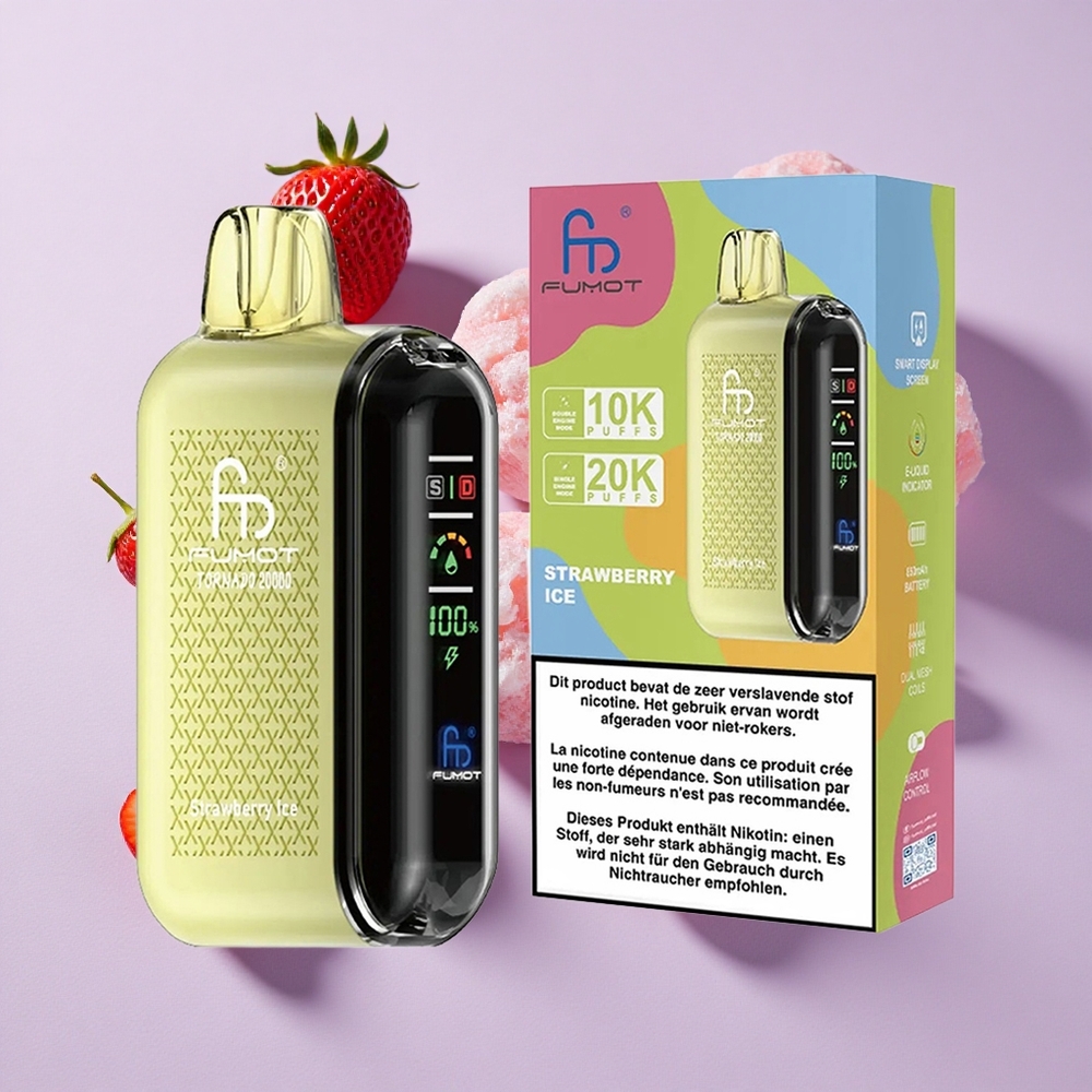 Eperjég Fumot Tornado 20000 Puffs 850mAh újratölthető akkumulátor Levegőáramlás-szabályozás
