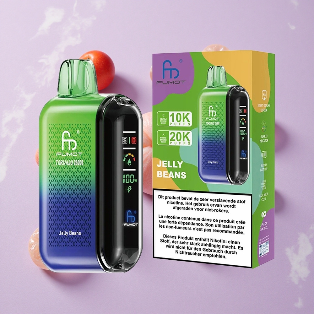 Jelly Babok Fumot Tornado 20000 Puffs 20ml E-liquid Kapacitás Dual Mesh Coil