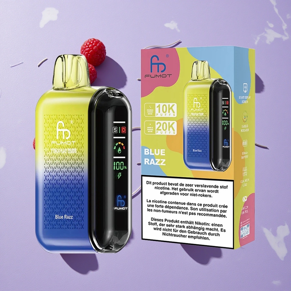 Kék Áfonya Fumot Tornado 20000 Puffs Dual Mesh Coil és 850mAh Újratölthető Akkumulátor