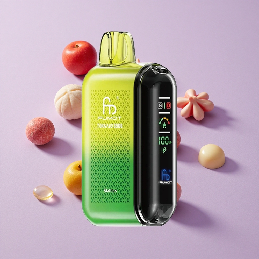 Skittle ízű Fumot Tornado 20000 Puffs Eldobható E-cigaretta 850mAh feltölthető akkumulátor és 20ml e-liquid kapacitás