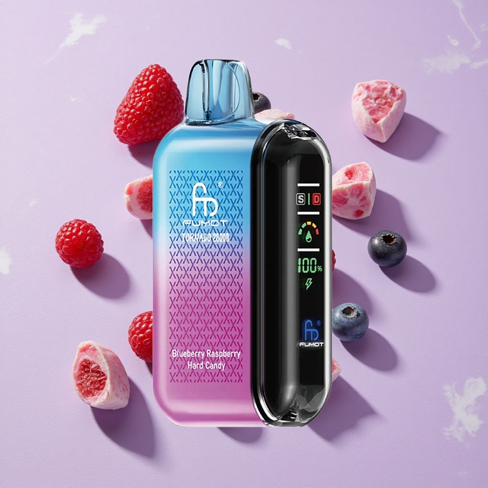 Áfonya Málna Hard Candy Fumot Tornado 20000 Puffs 20ml E-liquid-kapacitás Dual Mesh Coil