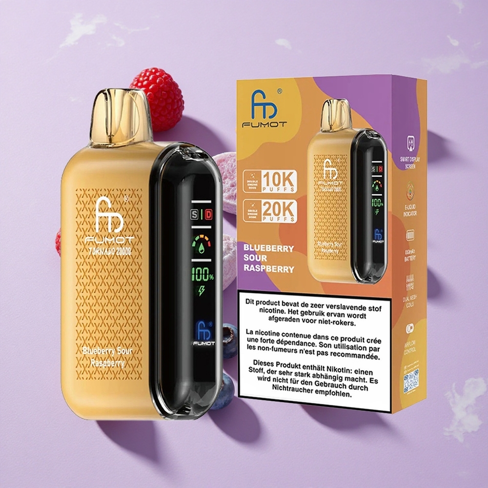 Áfonya-Savanyú Málna Fumot Tornado 20000 Löket Dual Mesh Coil és 20ml E-liquid Kapacitás