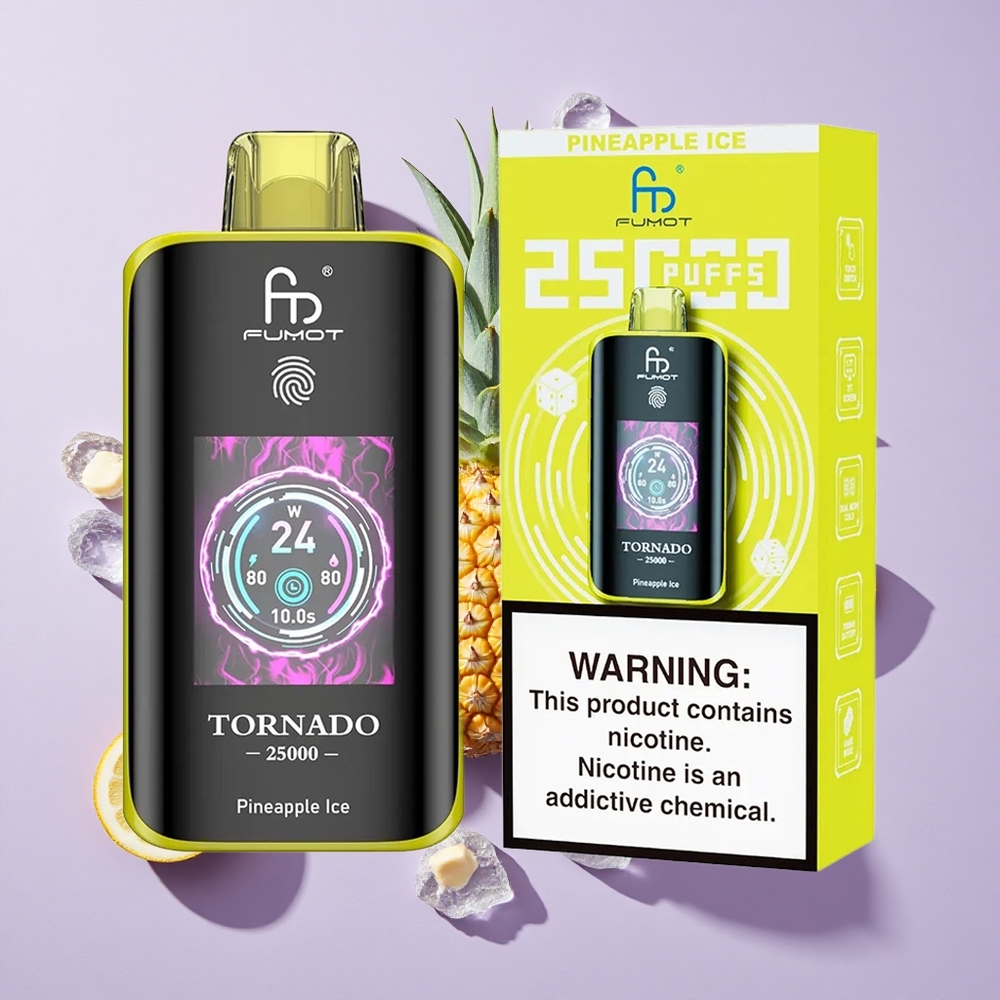 Ananász Jég Fumot Tornado 25000 Puffs 700mAh Tölthető Akkumulátor 20ml Előre Töltött E-liquid