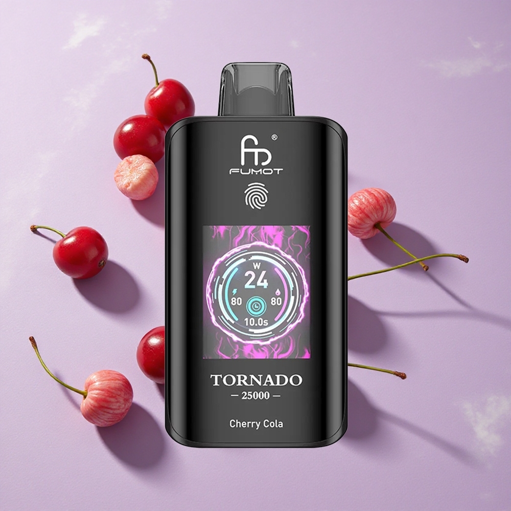 Cseresznyes Kóla Fumot Tornado 25000 Puffs Eldobható e-cigaretta, 700mAh töltött akkumulátor, 20ml előre töltött e-liquid