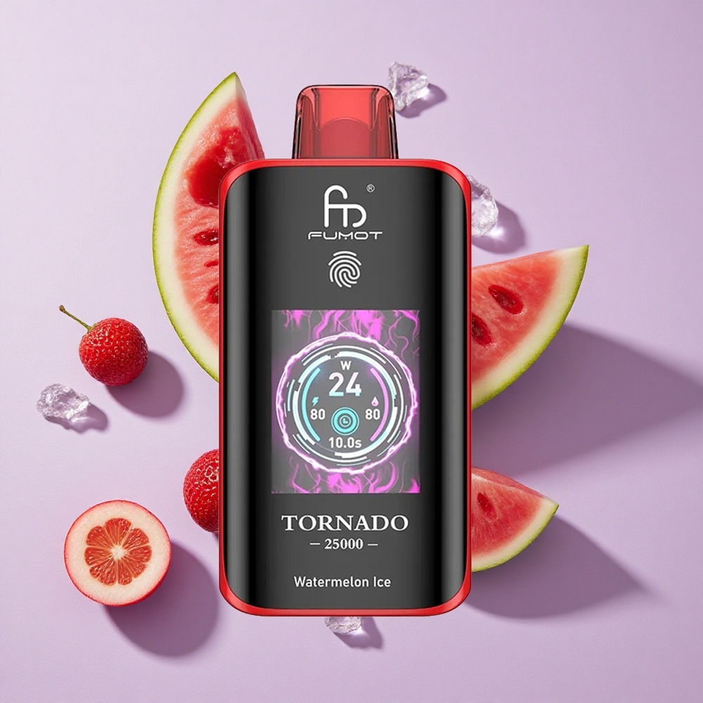Görögdinnye Jég Fumot Tornado 25000 Puffs eldobható e-cigaretta, 20ml előre töltött e-liquiddel, 700mAh újratölthető akkumulátorral