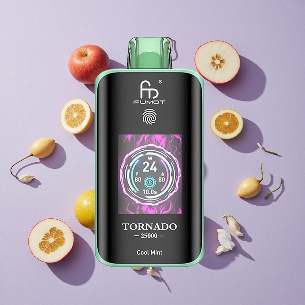 Hűvös Menta Fumot Tornado 25000 Puffs HD Kijelző és 700mAh Újratölthető Akkumulátor