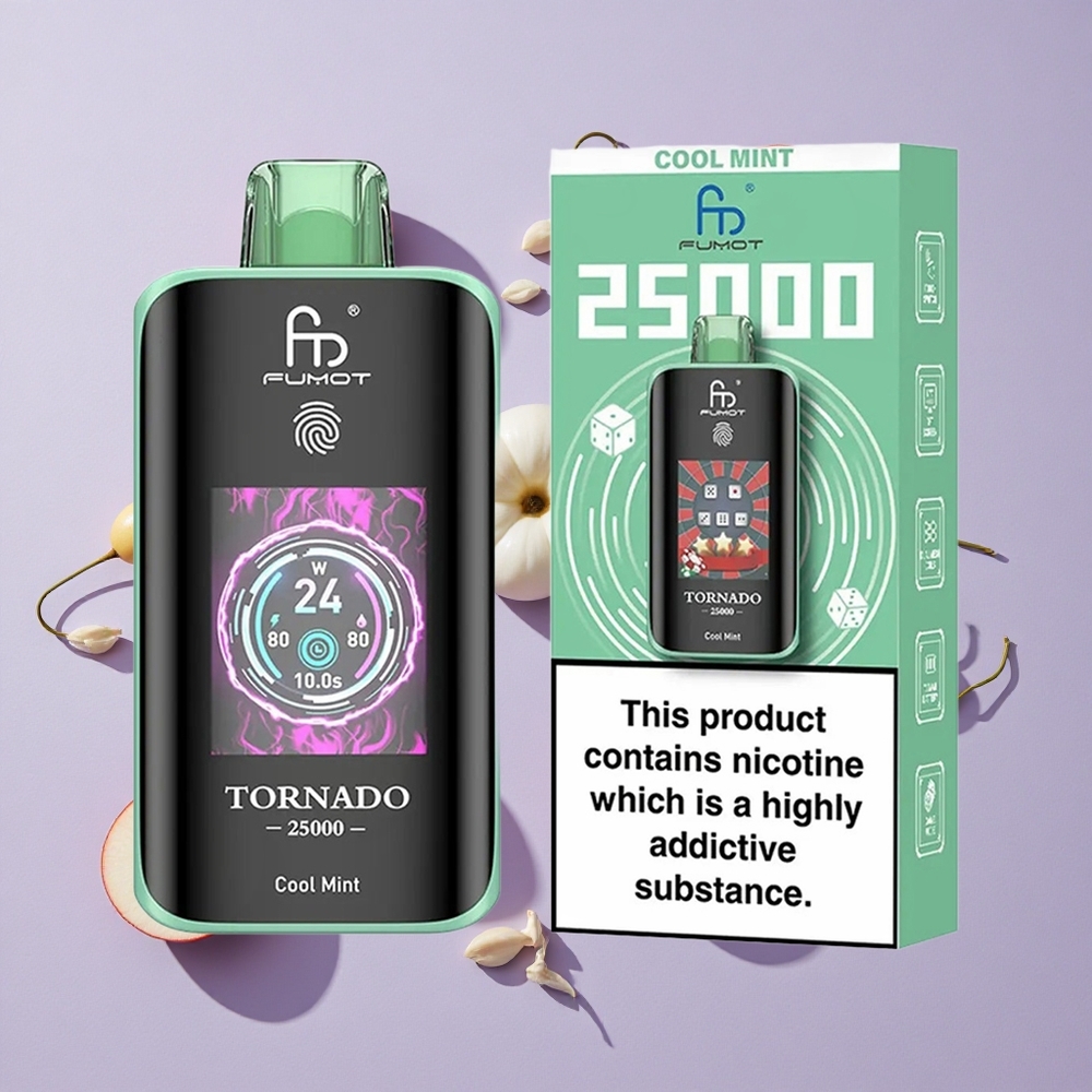 Hűvös Menta Fumot Tornado 25000 Puffs HD Kijelző és 700mAh Újratölthető Akkumulátor