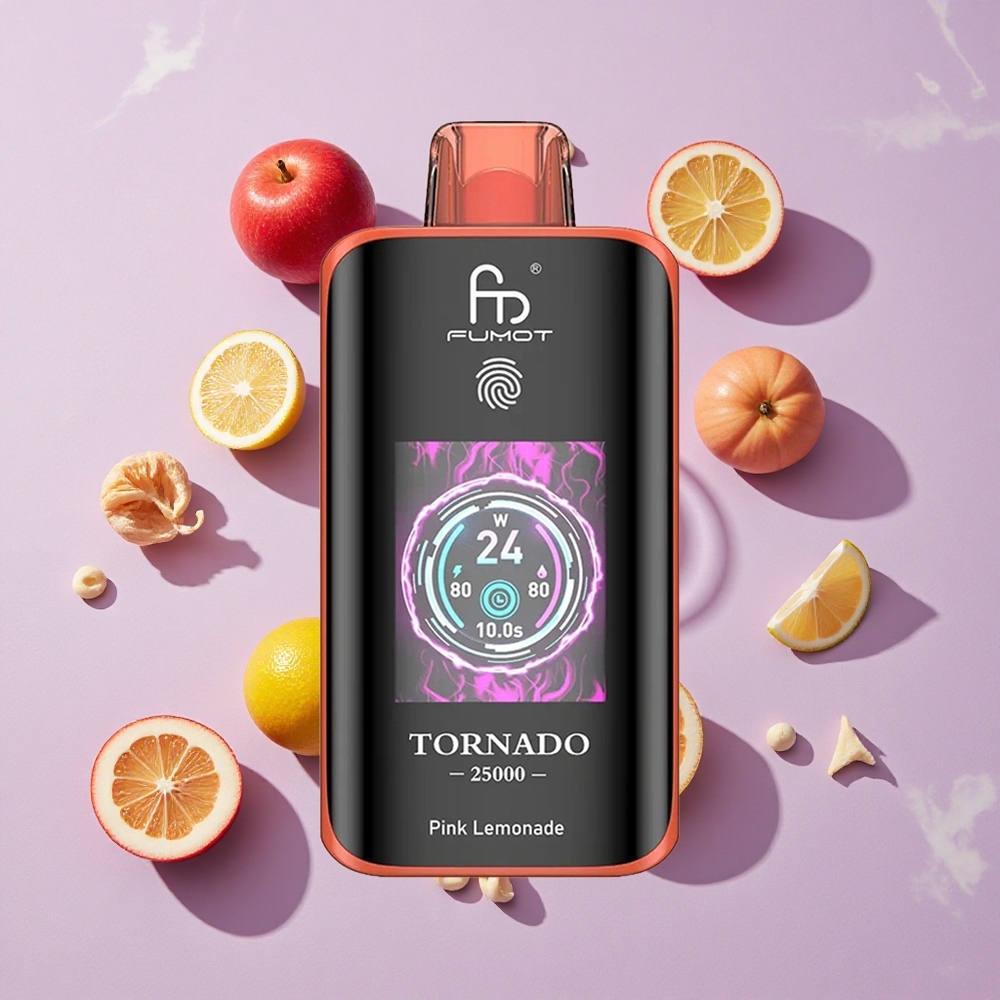 Rózsa Limonád Fumot Tornado 25000 Puffs HD Kijelző, 700mAh Tölthető Akkumulátor