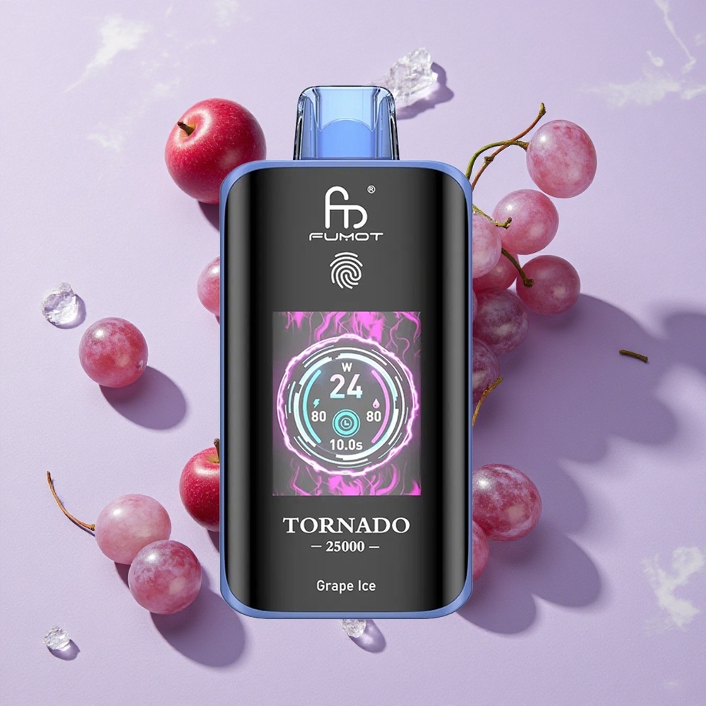 Szőlő Jég Fumot Tornado 25000 Puffs Eldobható E-cigaretta, 700mAh Tölthető Akkumulátor, 20ml Előre Töltött E-liquid