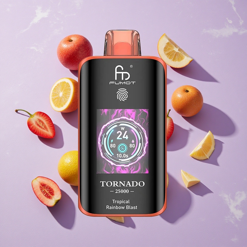Trópusi Szivárvány Robbanás Fumot Tornado 25000 Puffs eldobható e-cigaretta, HD kijelző, 700mAh tölthető akkumulátor